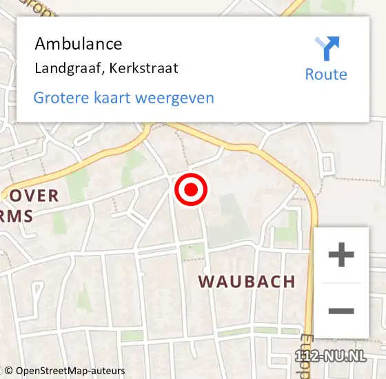 Locatie op kaart van de 112 melding: Ambulance Landgraaf, Kerkstraat op 18 oktober 2014 15:59