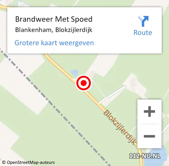 Locatie op kaart van de 112 melding: Brandweer Met Spoed Naar Blankenham, Blokzijlerdijk op 2 september 2024 00:19