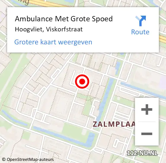 Locatie op kaart van de 112 melding: Ambulance Met Grote Spoed Naar Hoogvliet, Viskorfstraat op 2 september 2024 00:25