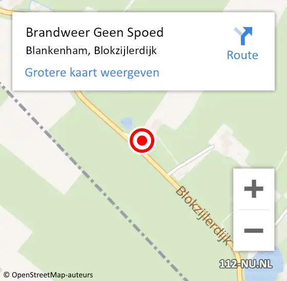 Locatie op kaart van de 112 melding: Brandweer Geen Spoed Naar Blankenham, Blokzijlerdijk op 2 september 2024 00:29