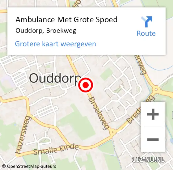 Locatie op kaart van de 112 melding: Ambulance Met Grote Spoed Naar Ouddorp, Broekweg op 2 september 2024 00:31