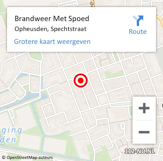 Locatie op kaart van de 112 melding: Brandweer Met Spoed Naar Opheusden, Spechtstraat op 18 oktober 2013 02:19