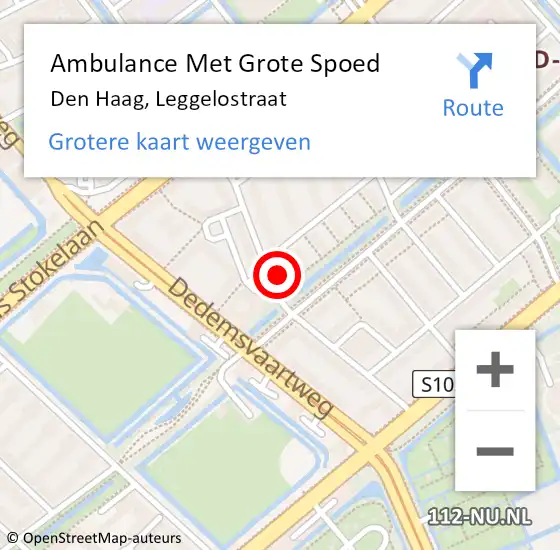 Locatie op kaart van de 112 melding: Ambulance Met Grote Spoed Naar Den Haag, Leggelostraat op 2 september 2024 01:43