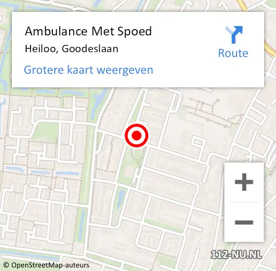 Locatie op kaart van de 112 melding: Ambulance Met Spoed Naar Heiloo, Goodeslaan op 2 september 2024 02:05