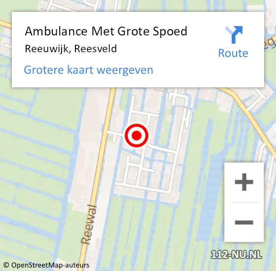 Locatie op kaart van de 112 melding: Ambulance Met Grote Spoed Naar Reeuwijk, Reesveld op 2 september 2024 02:54