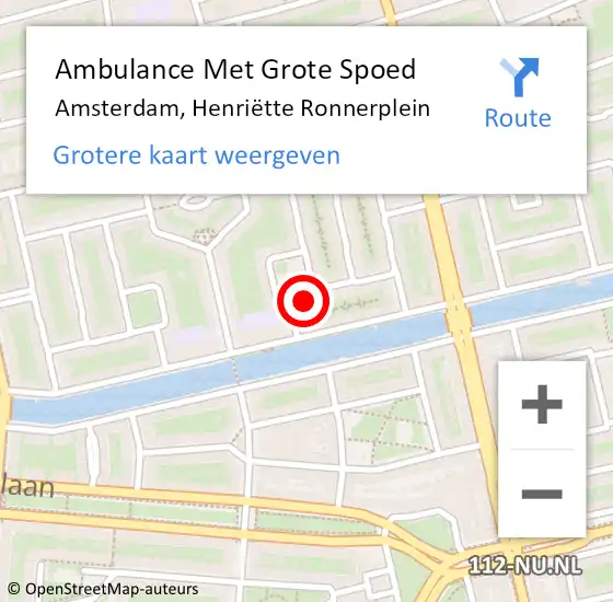 Locatie op kaart van de 112 melding: Ambulance Met Grote Spoed Naar Amsterdam, Henriëtte Ronnerplein op 2 september 2024 02:58