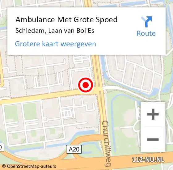 Locatie op kaart van de 112 melding: Ambulance Met Grote Spoed Naar Schiedam, Laan van Bol'Es op 2 september 2024 03:50