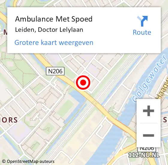 Locatie op kaart van de 112 melding: Ambulance Met Spoed Naar Leiden, Doctor Lelylaan op 2 september 2024 04:37