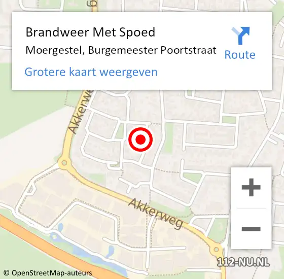 Locatie op kaart van de 112 melding: Brandweer Met Spoed Naar Moergestel, Burgemeester Poortstraat op 2 september 2024 04:55