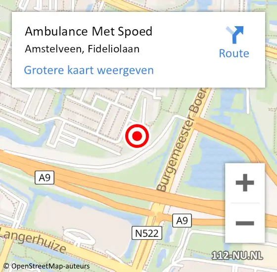 Locatie op kaart van de 112 melding: Ambulance Met Spoed Naar Amstelveen, Fideliolaan op 2 september 2024 05:14