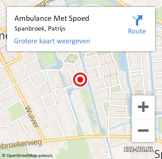 Locatie op kaart van de 112 melding: Ambulance Met Spoed Naar Spanbroek, Patrijs op 2 september 2024 05:24