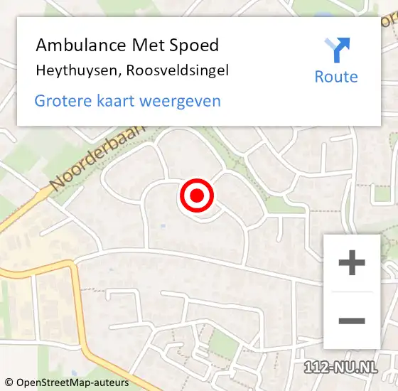 Locatie op kaart van de 112 melding: Ambulance Met Spoed Naar Heythuysen, Roosveldsingel op 2 september 2024 06:37