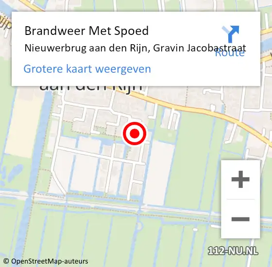 Locatie op kaart van de 112 melding: Brandweer Met Spoed Naar Nieuwerbrug aan den Rijn, Gravin Jacobastraat op 2 september 2024 06:53