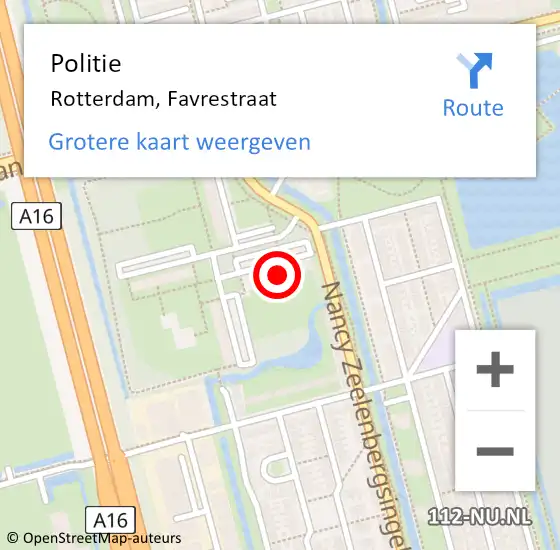 Locatie op kaart van de 112 melding: Politie Rotterdam, Favrestraat op 2 september 2024 07:28