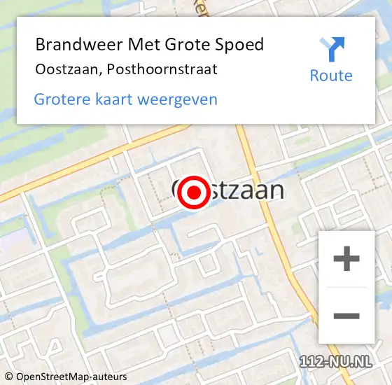 Locatie op kaart van de 112 melding: Brandweer Met Grote Spoed Naar Oostzaan, Posthoornstraat op 2 september 2024 07:37