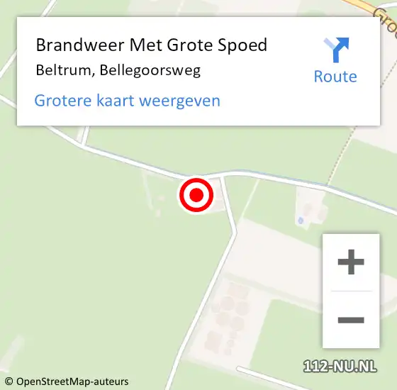 Locatie op kaart van de 112 melding: Brandweer Met Grote Spoed Naar Beltrum, Bellegoorsweg op 2 september 2024 07:42