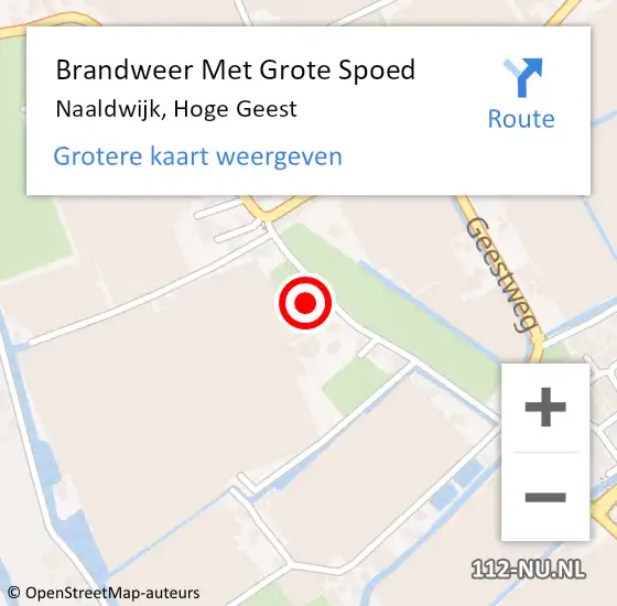 Locatie op kaart van de 112 melding: Brandweer Met Grote Spoed Naar Naaldwijk, Hoge Geest op 2 september 2024 07:57