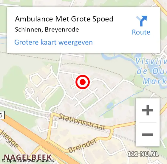 Locatie op kaart van de 112 melding: Ambulance Met Grote Spoed Naar Schinnen, Breyenrode op 18 oktober 2014 16:18