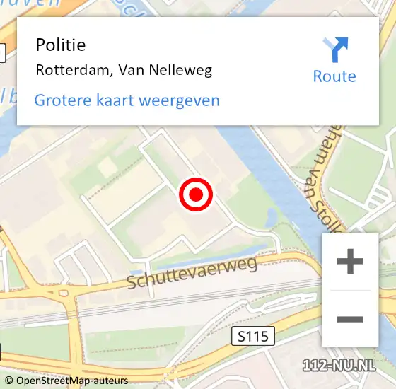 Locatie op kaart van de 112 melding: Politie Rotterdam, Van Nelleweg op 2 september 2024 08:21