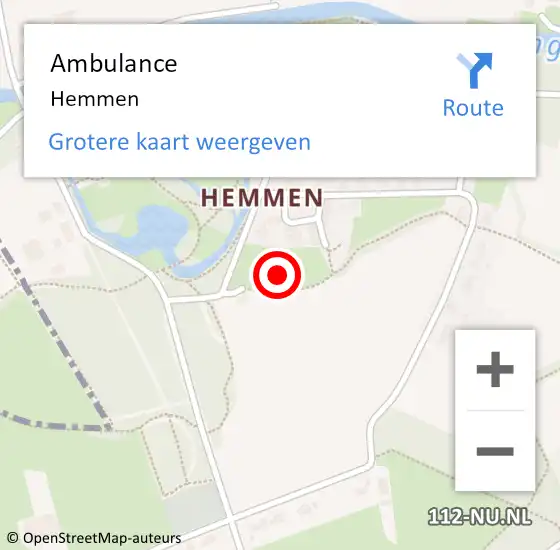 Locatie op kaart van de 112 melding: Ambulance Hemmen op 2 september 2024 08:24