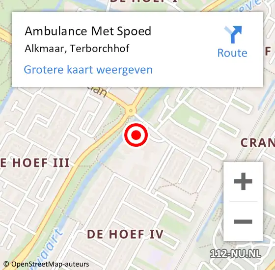 Locatie op kaart van de 112 melding: Ambulance Met Spoed Naar Alkmaar, Terborchhof op 2 september 2024 08:38