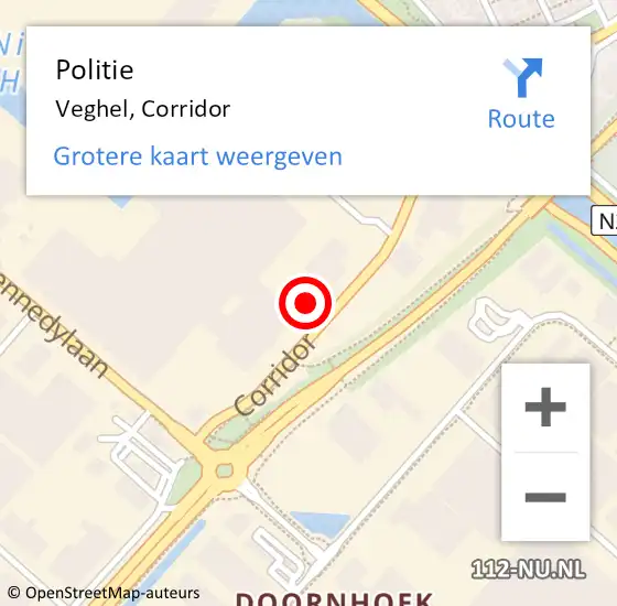 Locatie op kaart van de 112 melding: Politie Veghel, Corridor op 2 september 2024 08:42