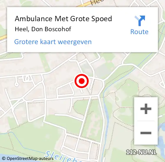 Locatie op kaart van de 112 melding: Ambulance Met Grote Spoed Naar Heel, Don Boscohof op 2 september 2024 08:51