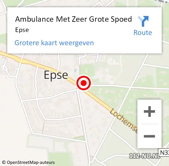 Locatie op kaart van de 112 melding: Ambulance Met Zeer Grote Spoed Naar Epse op 2 september 2024 09:28