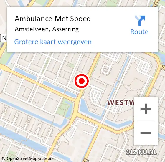 Locatie op kaart van de 112 melding: Ambulance Met Spoed Naar Amstelveen, Asserring op 2 september 2024 09:32