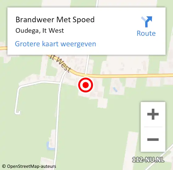 Locatie op kaart van de 112 melding: Brandweer Met Spoed Naar Oudega, It West op 2 september 2024 09:33