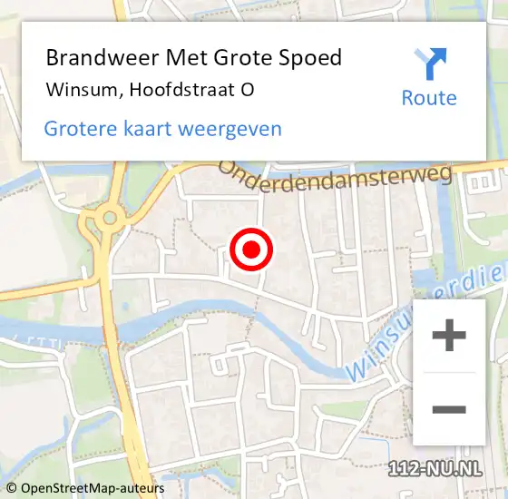 Locatie op kaart van de 112 melding: Brandweer Met Grote Spoed Naar Winsum, Hoofdstraat O op 2 september 2024 09:33