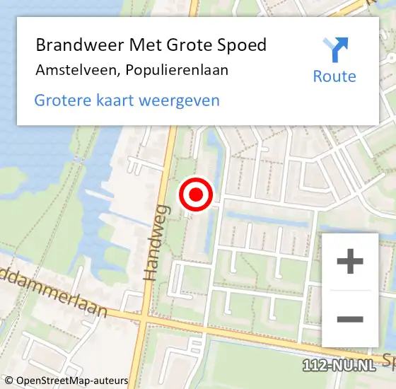 Locatie op kaart van de 112 melding: Brandweer Met Grote Spoed Naar Amstelveen, Populierenlaan op 2 september 2024 09:53