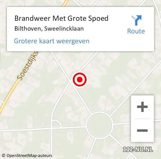 Locatie op kaart van de 112 melding: Brandweer Met Grote Spoed Naar Bilthoven, Sweelincklaan op 2 september 2024 10:10