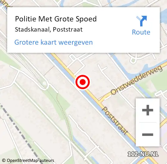 Locatie op kaart van de 112 melding: Politie Met Grote Spoed Naar Stadskanaal, Poststraat op 2 september 2024 10:12