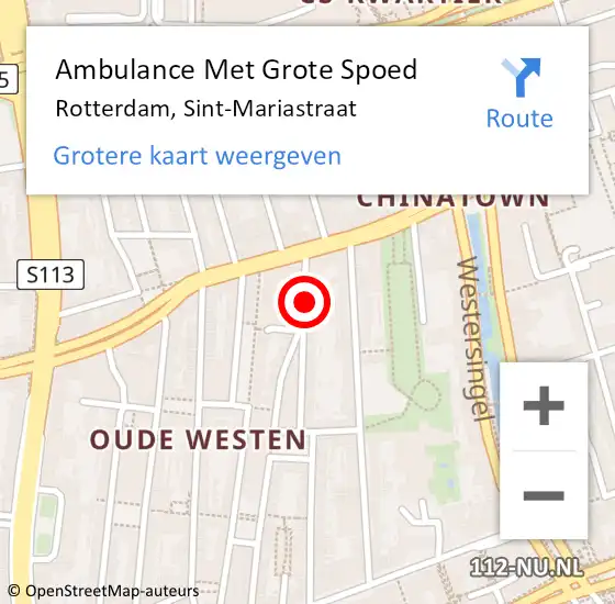 Locatie op kaart van de 112 melding: Ambulance Met Grote Spoed Naar Rotterdam, Sint-Mariastraat op 2 september 2024 10:21