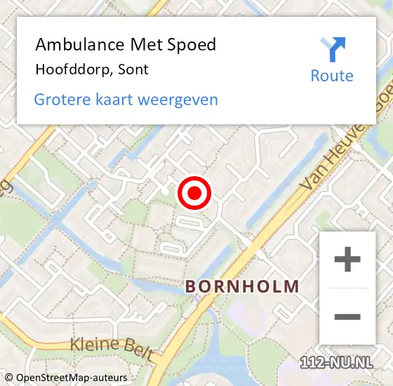 Locatie op kaart van de 112 melding: Ambulance Met Spoed Naar Hoofddorp, Sont op 2 september 2024 10:32