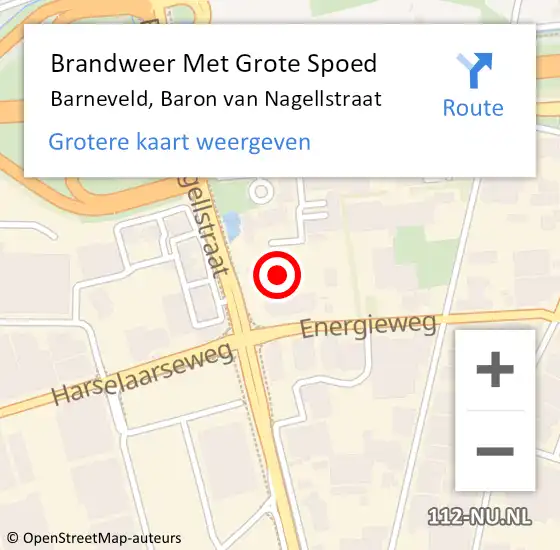 Locatie op kaart van de 112 melding: Brandweer Met Grote Spoed Naar Barneveld, Baron van Nagellstraat op 2 september 2024 10:37