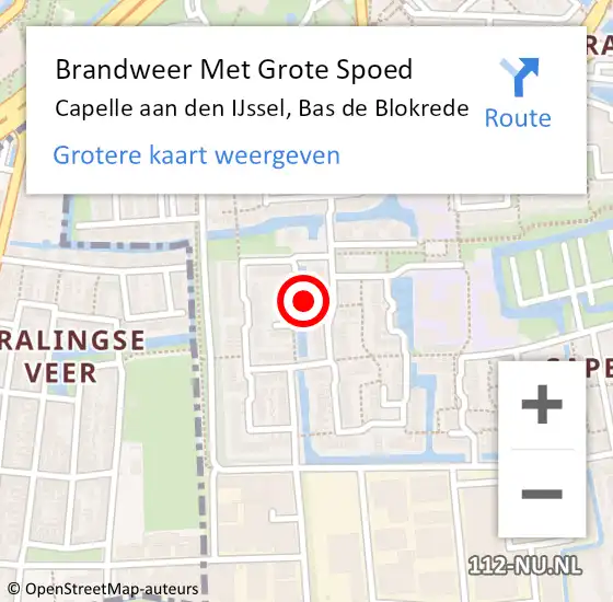 Locatie op kaart van de 112 melding: Brandweer Met Grote Spoed Naar Capelle aan den IJssel, Bas de Blokrede op 2 september 2024 10:58