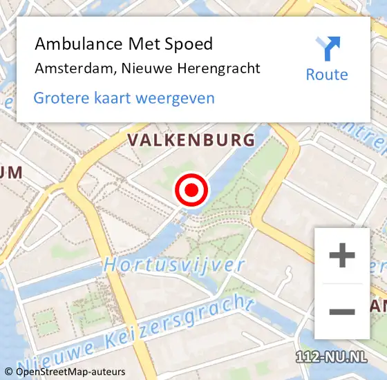 Locatie op kaart van de 112 melding: Ambulance Met Spoed Naar Amsterdam, Nieuwe Herengracht op 2 september 2024 11:01