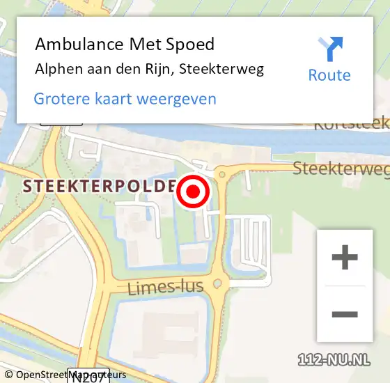 Locatie op kaart van de 112 melding: Ambulance Met Spoed Naar Alphen aan den Rijn, Steekterweg op 2 september 2024 11:06