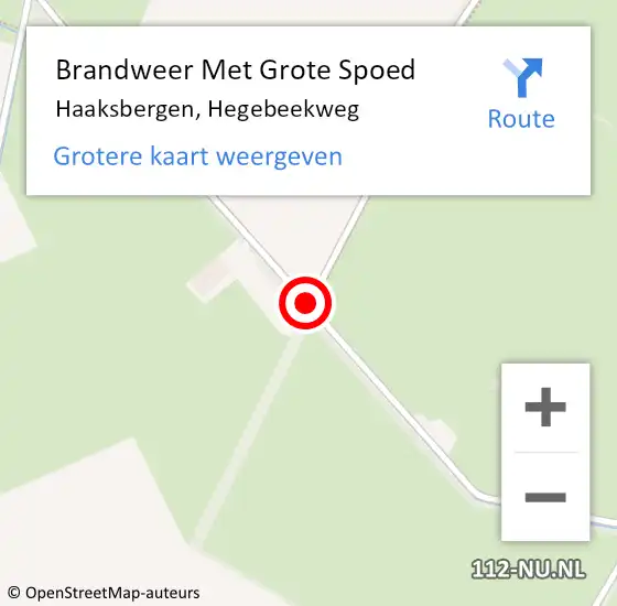 Locatie op kaart van de 112 melding: Brandweer Met Grote Spoed Naar Haaksbergen, Hegebeekweg op 18 oktober 2014 16:39