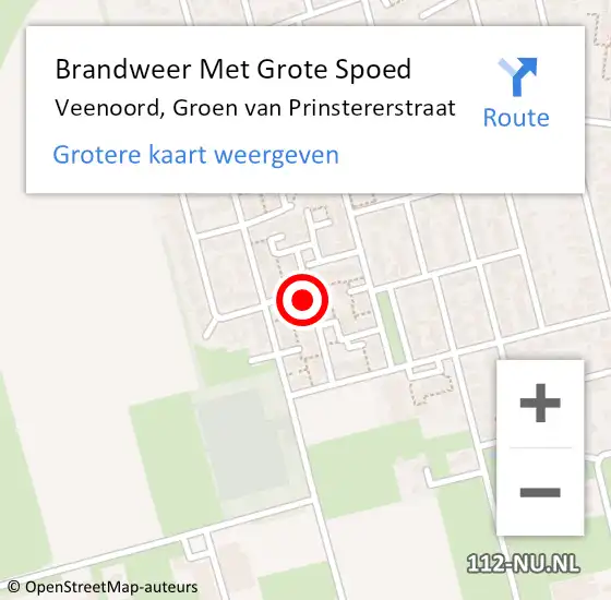 Locatie op kaart van de 112 melding: Brandweer Met Grote Spoed Naar Veenoord, Groen van Prinstererstraat op 2 september 2024 11:15