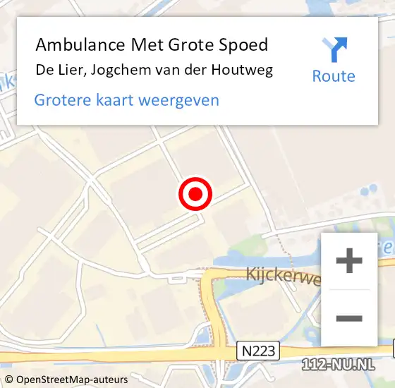 Locatie op kaart van de 112 melding: Ambulance Met Grote Spoed Naar De Lier, Jogchem van der Houtweg op 2 september 2024 11:23