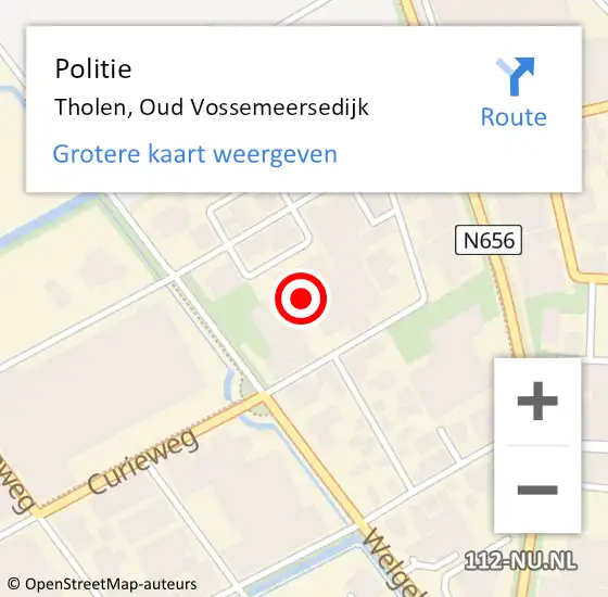 Locatie op kaart van de 112 melding: Politie Tholen, Oud Vossemeersedijk op 2 september 2024 11:31