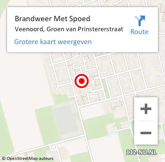 Locatie op kaart van de 112 melding: Brandweer Met Spoed Naar Veenoord, Groen van Prinstererstraat op 2 september 2024 11:37