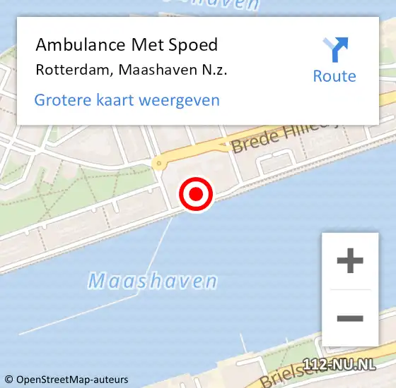 Locatie op kaart van de 112 melding: Ambulance Met Spoed Naar Rotterdam, Maashaven N.z. op 2 september 2024 11:58