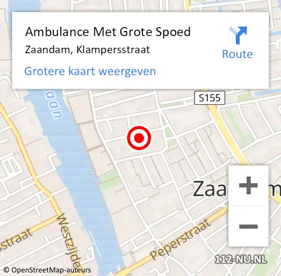 Locatie op kaart van de 112 melding: Ambulance Met Grote Spoed Naar Zaandam, Klampersstraat op 2 september 2024 11:59