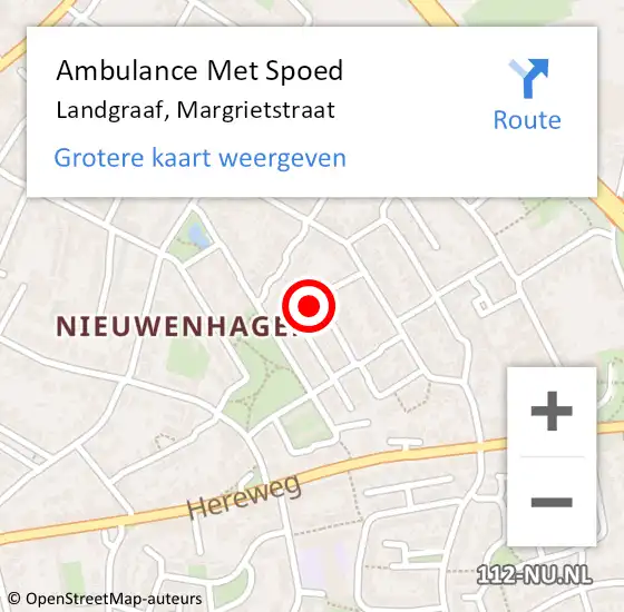 Locatie op kaart van de 112 melding: Ambulance Met Spoed Naar Landgraaf, Margrietstraat op 18 oktober 2014 16:46