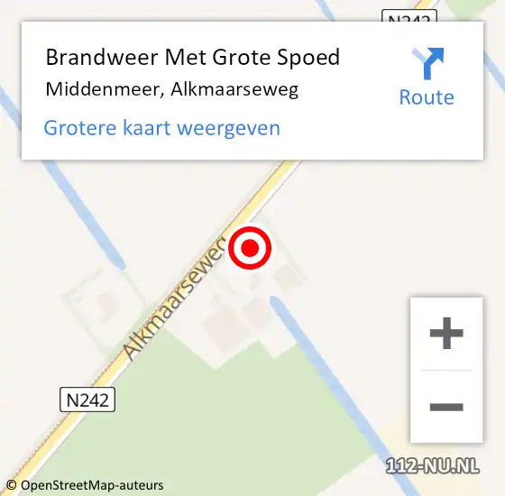 Locatie op kaart van de 112 melding: Brandweer Met Grote Spoed Naar Middenmeer, Alkmaarseweg op 2 september 2024 11:59