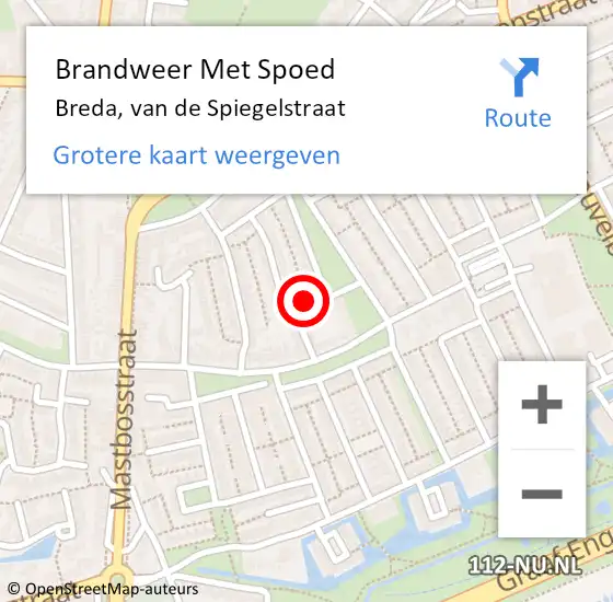 Locatie op kaart van de 112 melding: Brandweer Met Spoed Naar Breda, van de Spiegelstraat op 2 september 2024 12:03